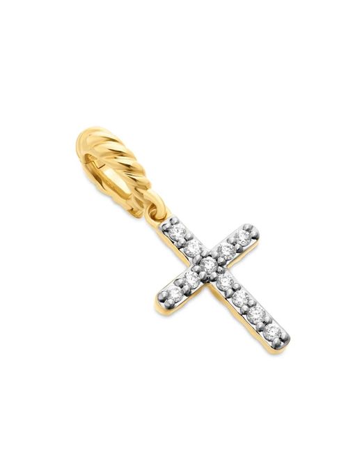 David Yurman Metallic 18Kt Cable Collectibles Cross Diamond Amulet (17Mm)