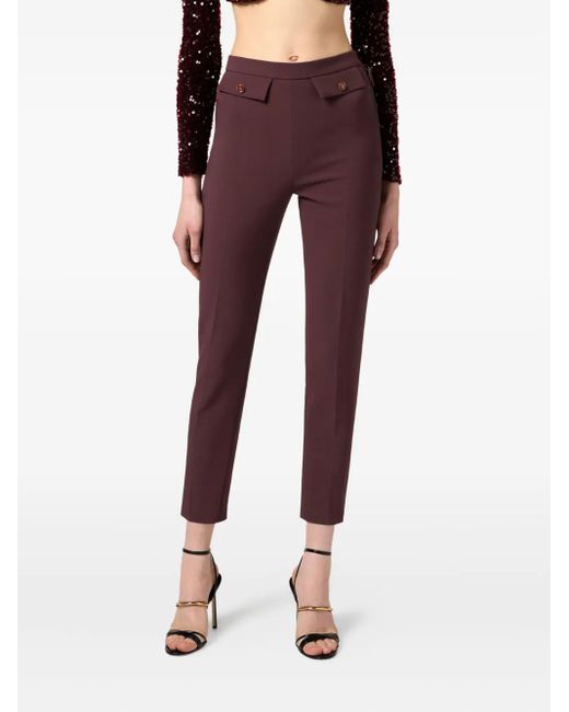 Elisabetta Franchi Purple Double-Crêpe Zip Trousers