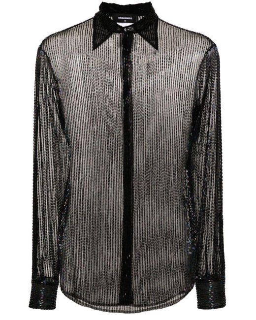 DSquared² Black 70's Beaded Tulle Shirt for men