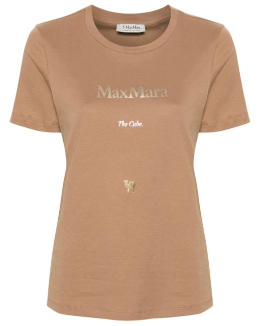 Max Mara Natural Logo-print Cotton T-shirt