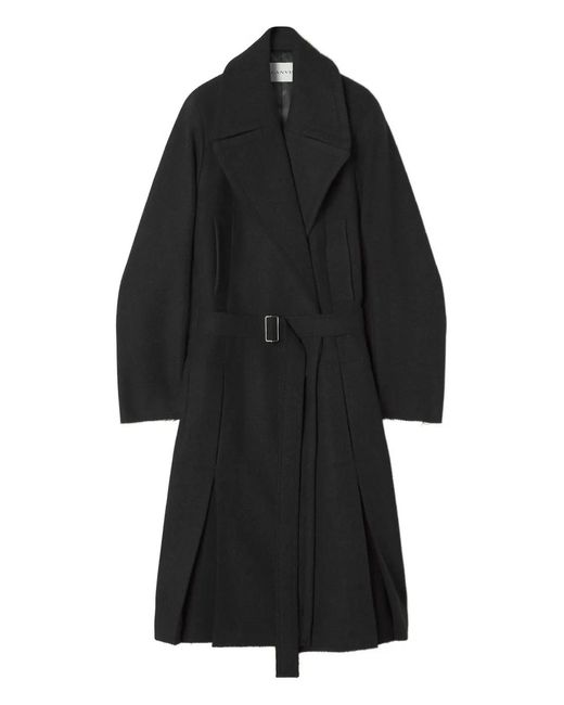 Lanvin Black Belted Wool Coat