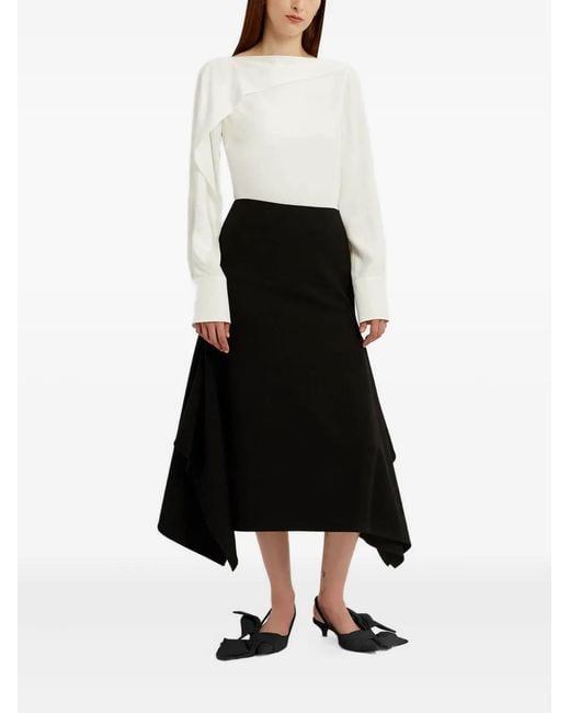 Erdem Black Ruffled Midi Skirt