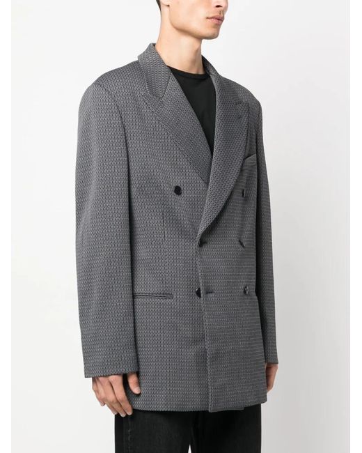 Random Identities Black Double-Breasted Coat for men