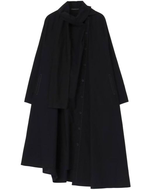 Vestido midi asimétrico drapeado Yohji Yamamoto de color Black