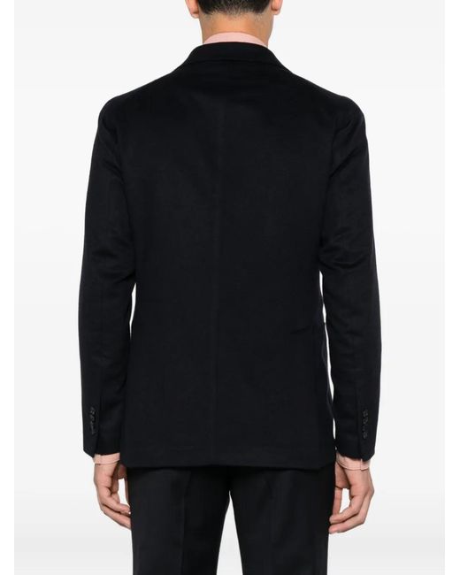 Tagliatore Black Double-Breasted Patch-Pocket Blazer for men
