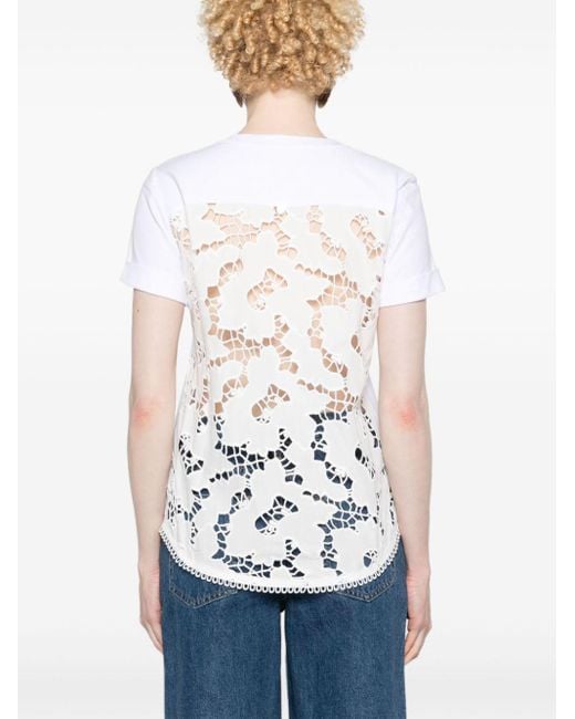 Liu Jo White Motif-embroidered Cotton T-shrit