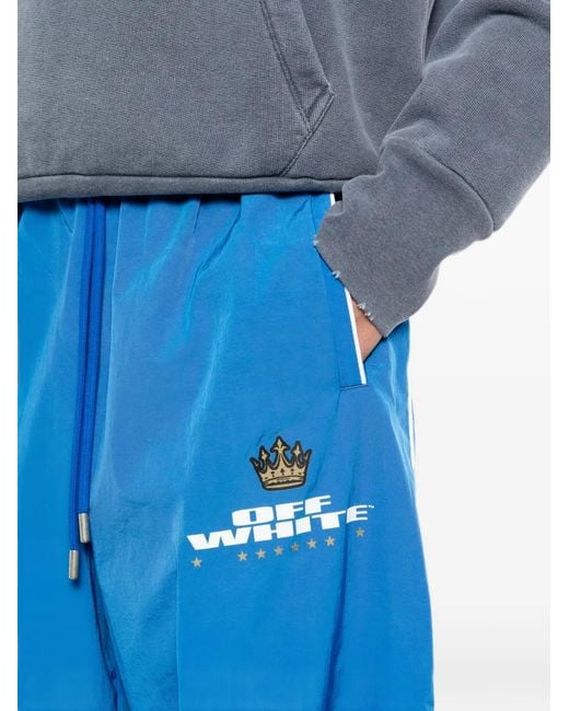 Off-White c/o Virgil Abloh Blue Logo-Printed Track Pants for men
