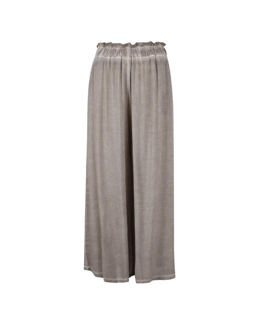 Ploumanac'h Gray Margot Elasticated Ruffled-Waist Palazzo Pants