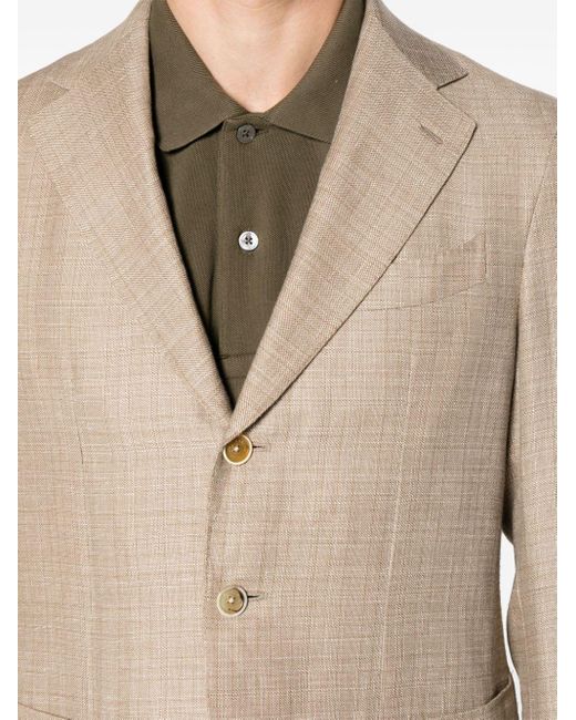 Caruso Natural Notched-lapel Single-breasted Blazer for men
