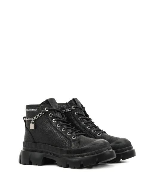 Karl Lagerfeld Black Chain-Embellished Boots