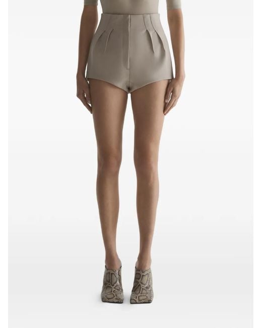 Mugler Natural Pleated-Design Shorts