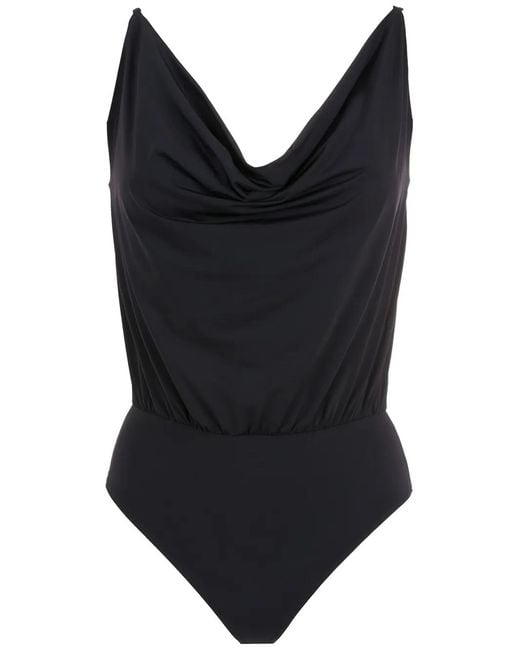 Amir Slama Black Cowl-Neck Swimsuit
