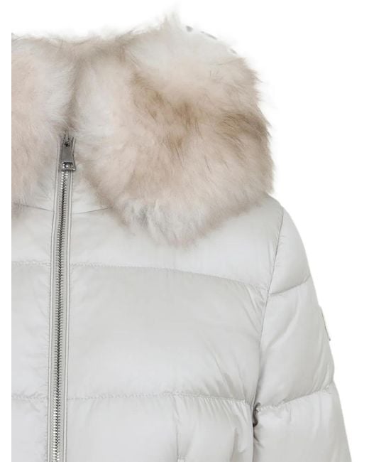Moncler Gray Shearling-Trim Quilted Coat