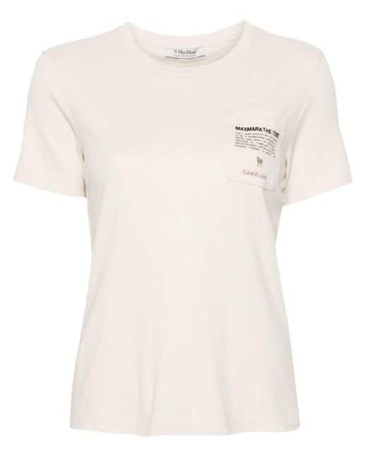 Max Mara White Sax T-Shirt mit Logo-Stickerei