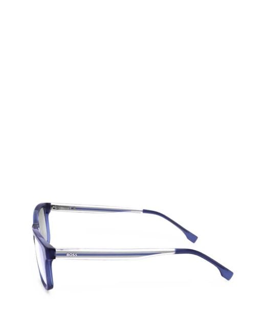 Boss White Rectangle-Frame Glasses