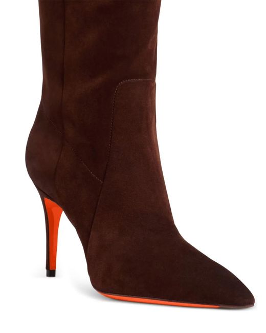 Santoni Brown Pointed-Toe Suede Boots