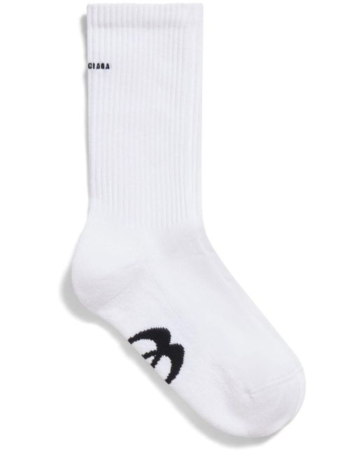Balenciaga White Logo-print Cotton Socks for men