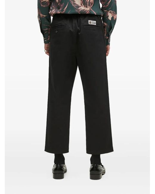 A Bathing Ape Black Logo-Appliqué Trousers for men