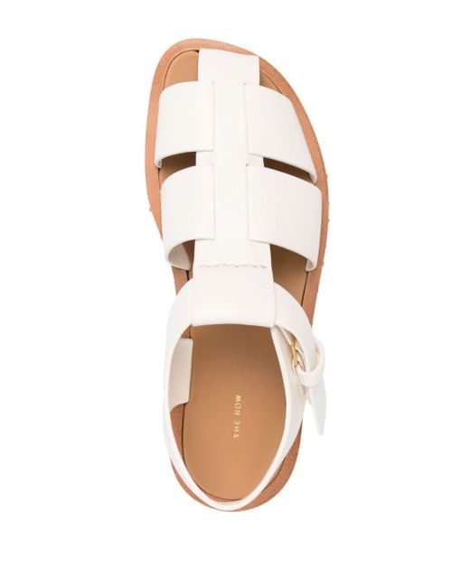 The Row White Caged Design Leather Sandals
