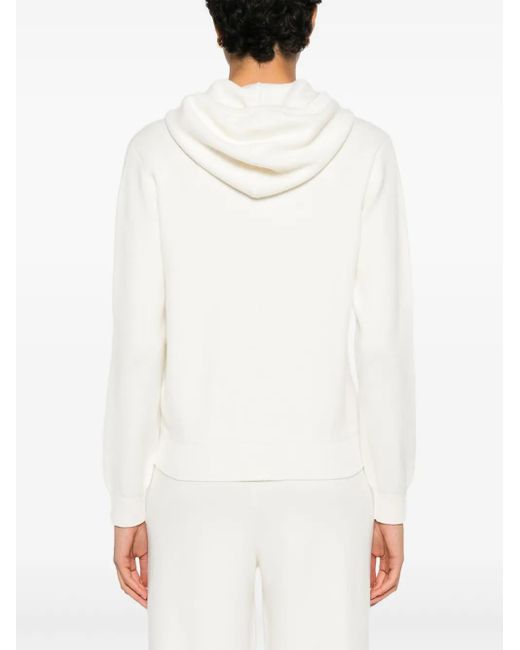 Eleventy White Zip-Up Hoodie