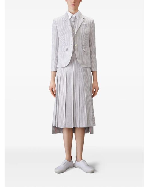 Thom Browne White Shirt-Sleeve Round-Collar Shirt