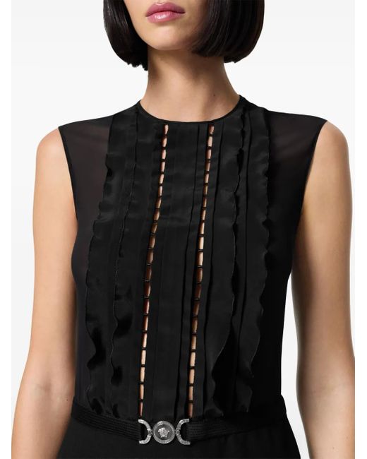 Versace Black A-Line Silk Georgette Mini Dress