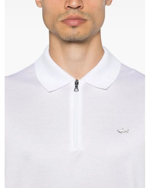 Paul & Shark White Logo-Appliqué Polo Shirt for men