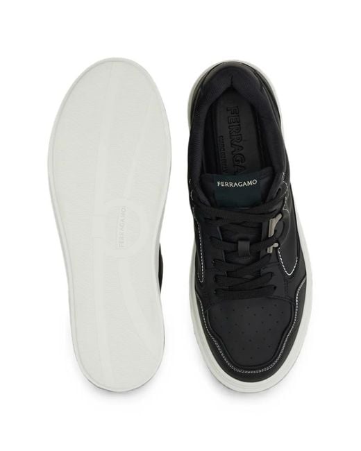 Ferragamo Black Gancini Sneakers for men
