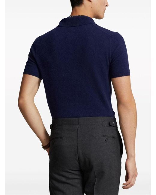 Polo Ralph Lauren Blue Fine-knit Cashmere Polo Shirt for men