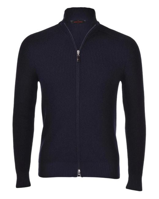 Gran Sasso Geribbeld Vest Met Rits in het Blue voor heren
