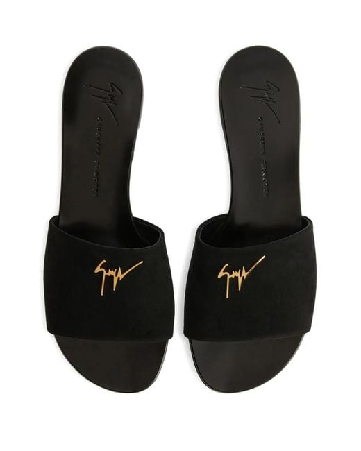 Giuseppe Zanotti Black Logo-Plaque Mules