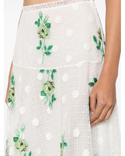 Giambattista Valli White Embroidered Macramé Maxi Skirt