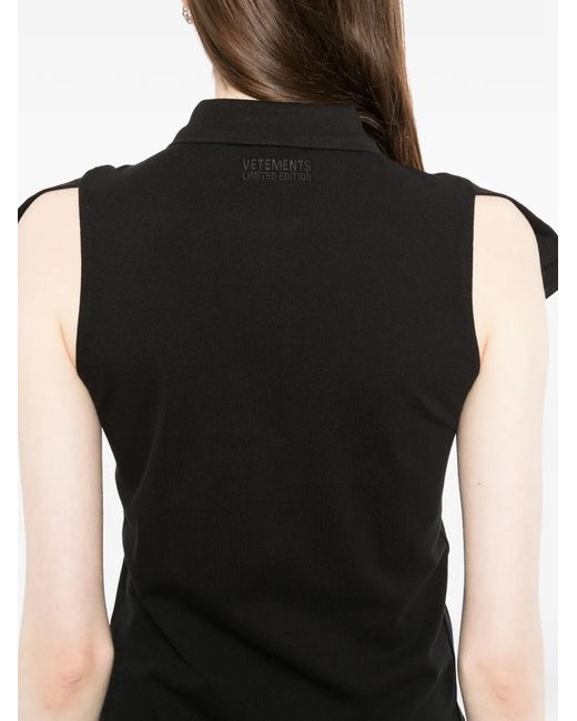 Vetements Black Logo-Embroidered Top