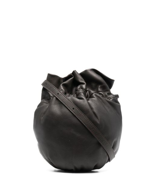 Lemaire Leather Glove Drawstring Crossbody Bag in Brown (Black) Lyst UK