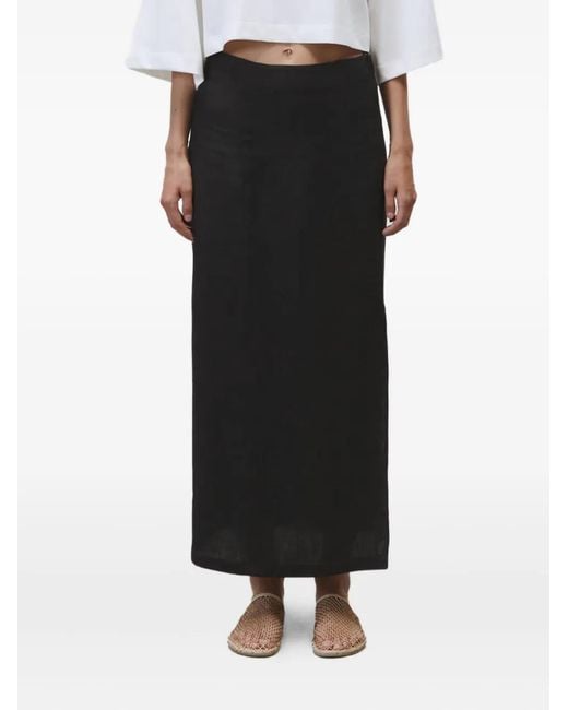 Alysi Black Side-Slit Beaded Skirt