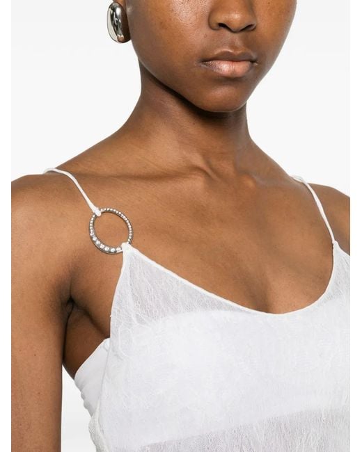 Oseree White Bridal Lace O Gem Slip Dress W Linning