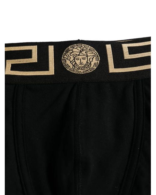 Versace Black Greca Border Low Rise Boxer Trunks for men