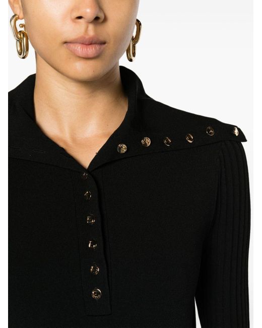 Tory Burch Black Polo Sweater Ribbed-detailed Dress