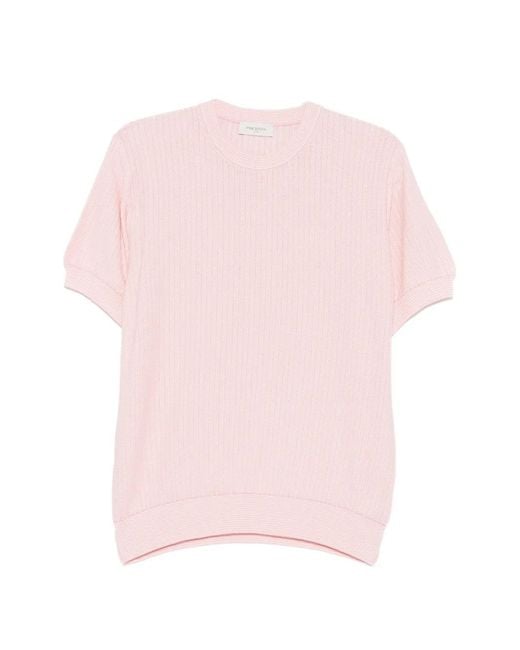 Piacenza 1733 Pink Ribbed Silk T-Shirt for men