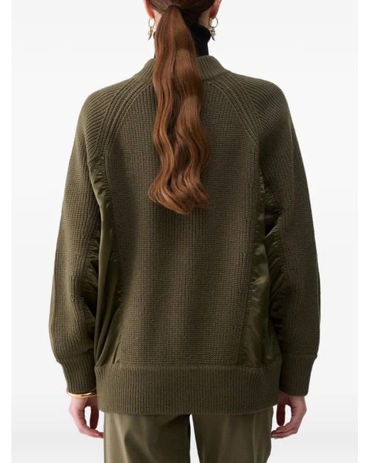 Liu Jo Green Knit Bomber With Nylon Inserts