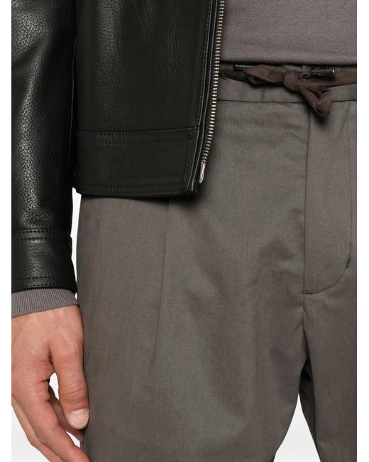 Herno Gray Pleated Drawstring Trousers for men
