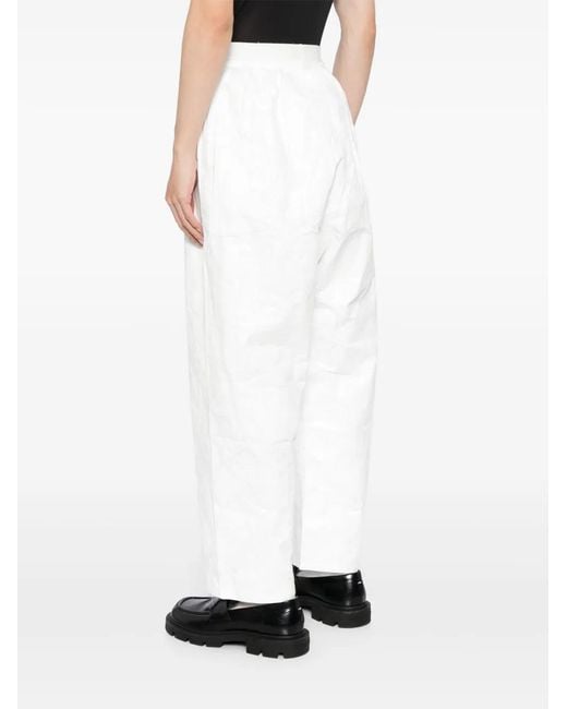Hed Mayner White Crinkled Wide-Leg Trousers for men