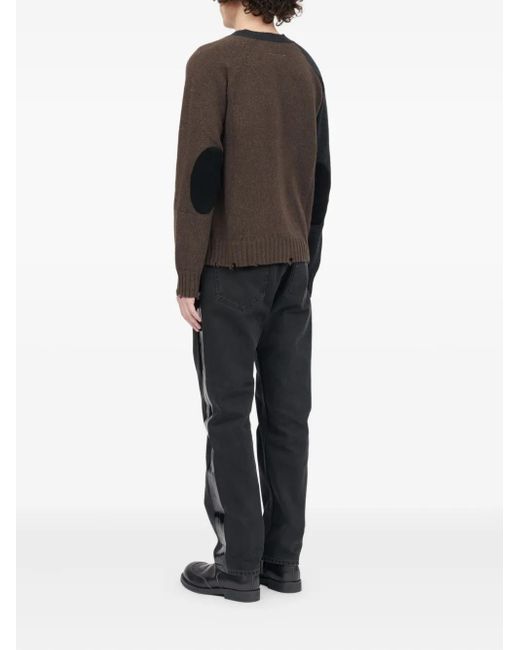MM6 by Maison Margiela Black Color-Block Distressed Cardigan for men