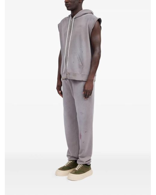 MM6 by Maison Martin Margiela Gray Numbers-Motif Hoodie With Artistic Paint Splatter Detail for men