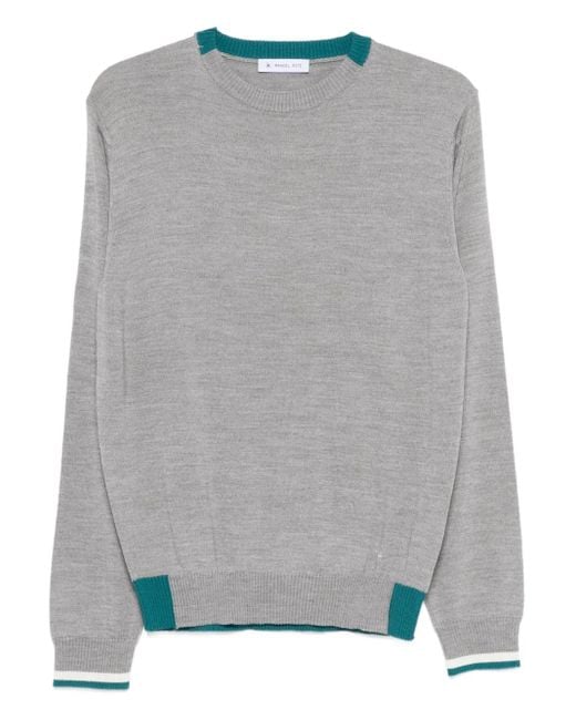 Manuel Ritz Gray Ribbed Trim Sweater for men