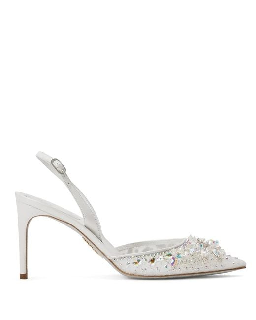 Rene Caovilla White Cinderella 80Mm Leather Pumps