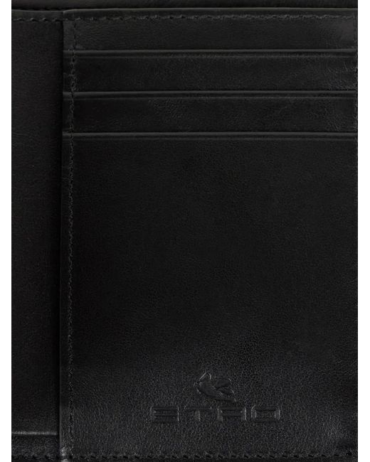 Etro Black Paisley Zip Wallet for men