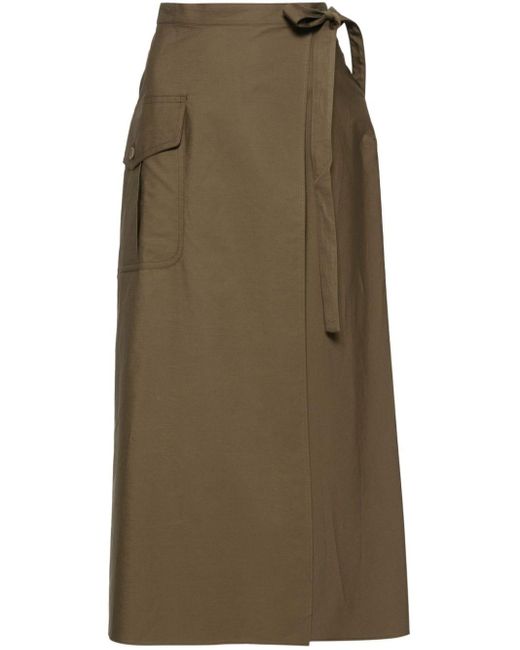 Aspesi Green Cotton Wrap Skirt