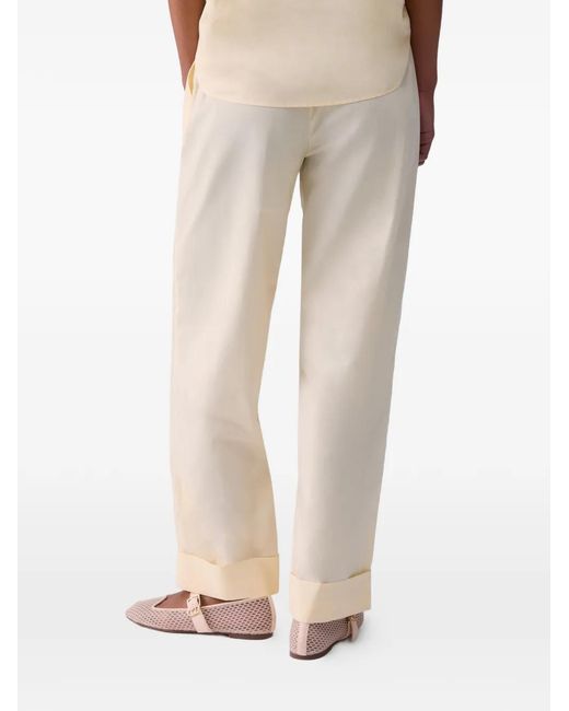 Liu Jo White High-Rise Cotton Trousers