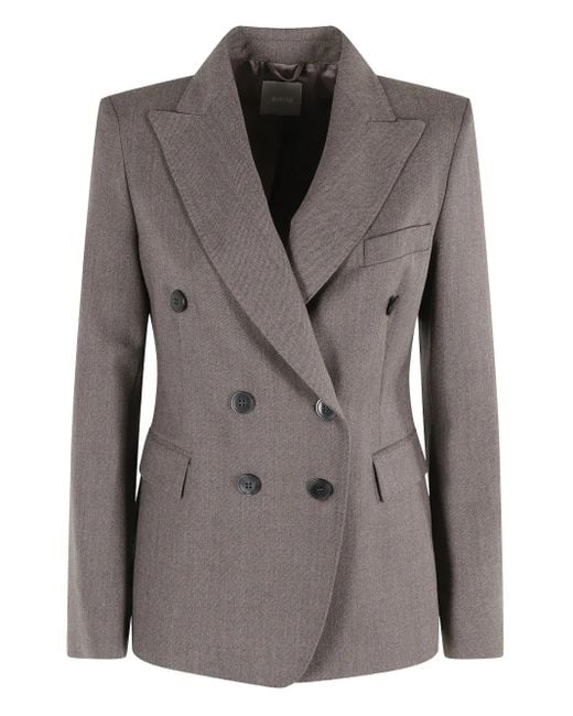 Kiltie Gray Double-Breasted Herringbone Jacket